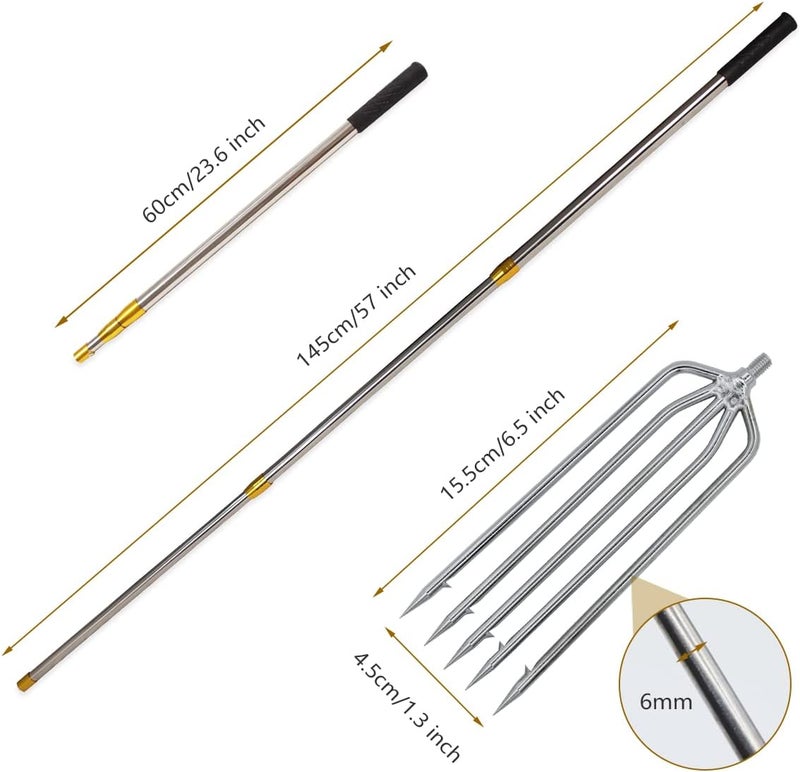 Dutiplus Telescopic Fish Gaff with 1~5 Teeth Assorted harpoons Barbed, Sea and Ice Fishing Spear Gig for Hunting Fish Frog Mole - Image 4